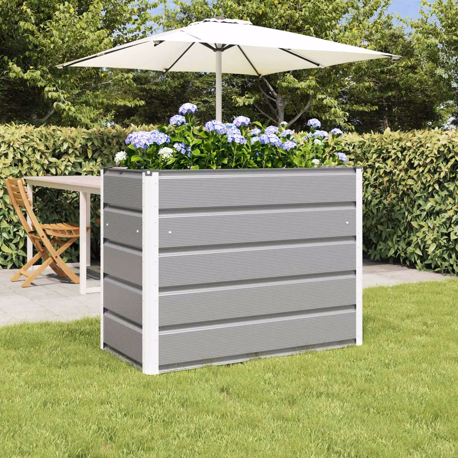 Fioriera vidaXL in acciaio zincato grigio L: 100 cm, P: 50 cm, H: 77 cm