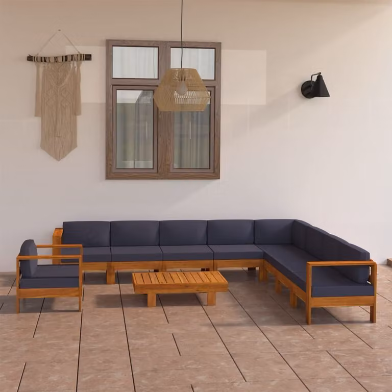 Maison Exclusive - Set da giardino da 10 pezzi con cuscini grigio scuro e struttura in legno di acacia