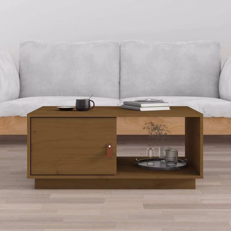 vidaXL Tavolino da Salotto Moderno in Legno di Pino Marrone L 80 cm x P 50 cm x H 35,5 cm