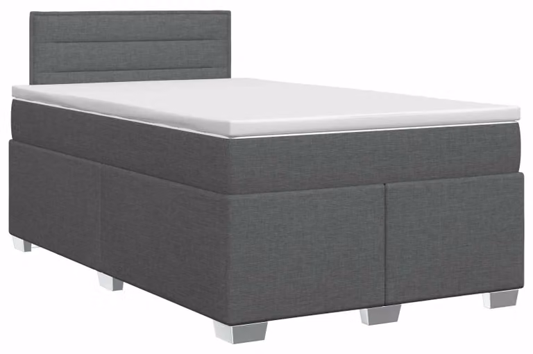 vidaXL Letto a molle con materasso grigio scuro 120 x 190 cm tessuto