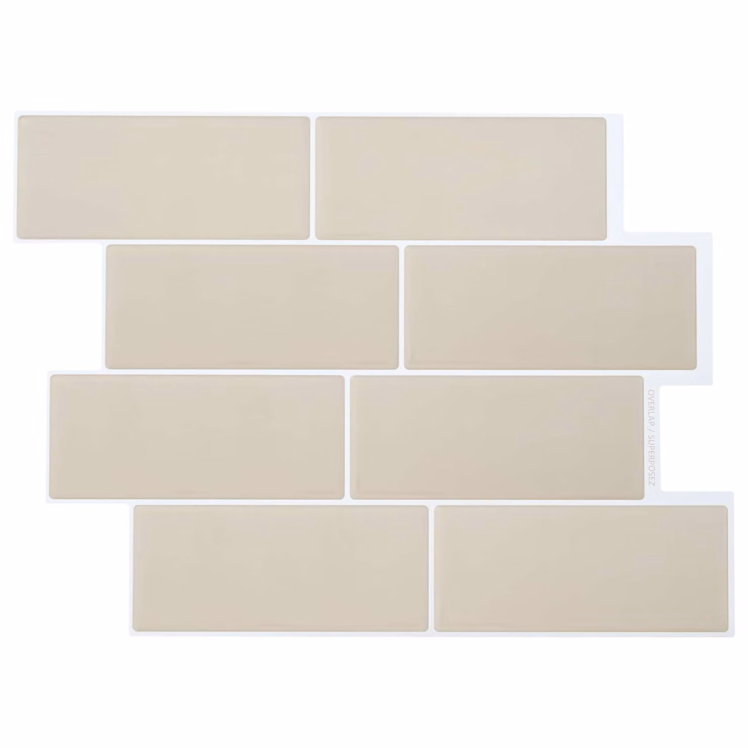 Set di 50 piastrelle subway effetto tile look vidaXL color beige in poliuretano e PET, L: 29 cm, P: 21 cm, H: 2,9 cm
