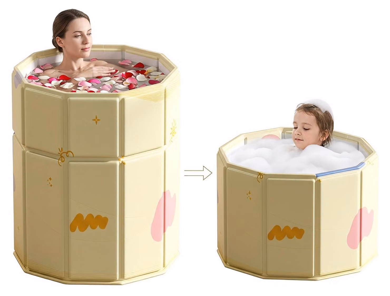 Vasca da bagno pieghevole con ingresso facilitato, ideale per anziani e bambini
