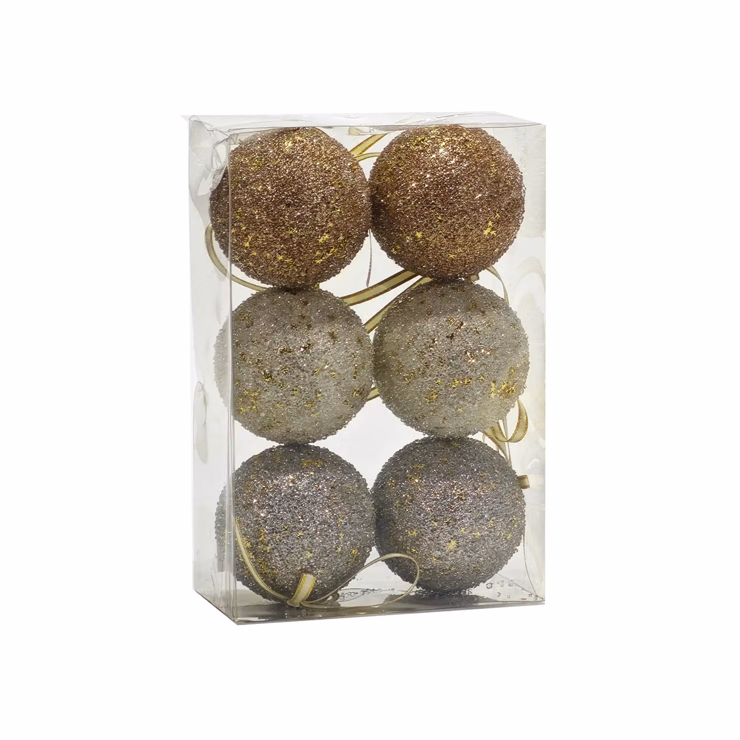 VESTIAMO CASA Set di 6 Palline di Natale Glamour Rose Gold, Diametro: 8 cm