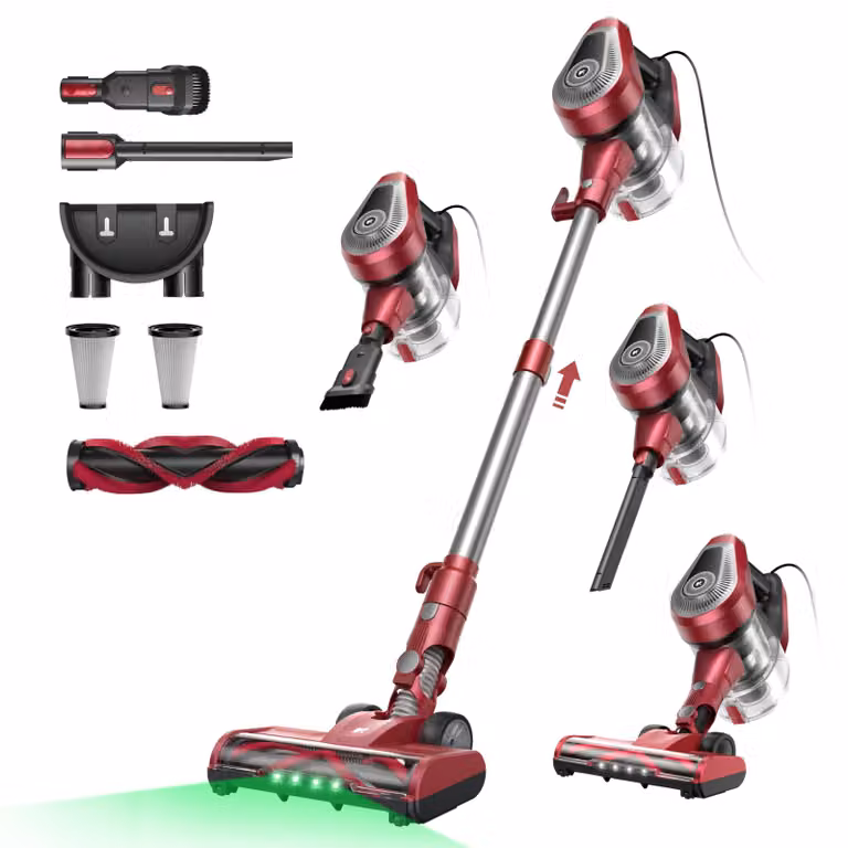 Aspirapolvere con cavo - Potenza di aspirazione: 70 kPa - Potenza: 600 Watt - Capacità: 1,5 litri - Colore: rosso