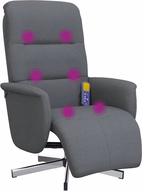 Poltrona | Sedia Relax Reclinabile Massaggio Poggiapiedi Grigio Scuro Tessuto