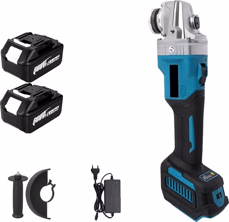 Smerigliatrice angolare elettrica senza spazzole, potenza 3000W, disco da 125 mm, 2 batterie spina UE