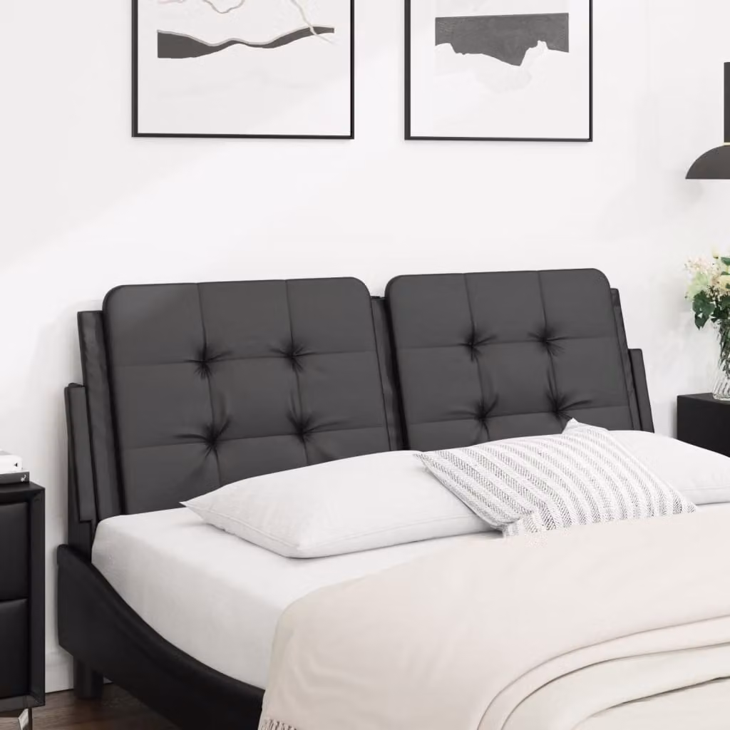 vidaXL Cuscino Testiera Zadar Nero in Similpelle, Larghezza: 120 cm