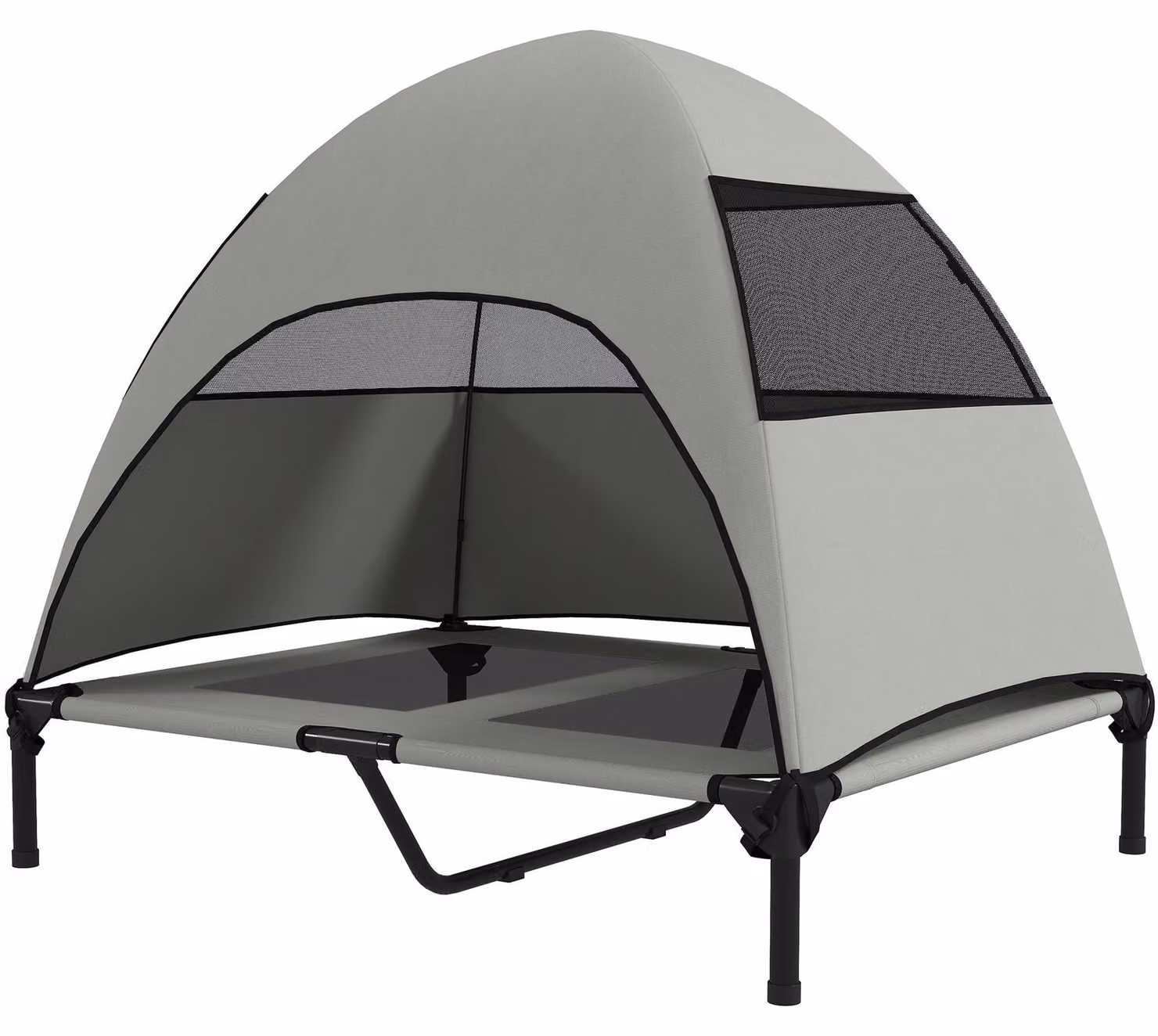 Cuccia per cani con tetto – letto rialzato per esterni, ideale per cani di grossa taglia | Colore: Grigio | Dimensioni: 76x91x90 cm