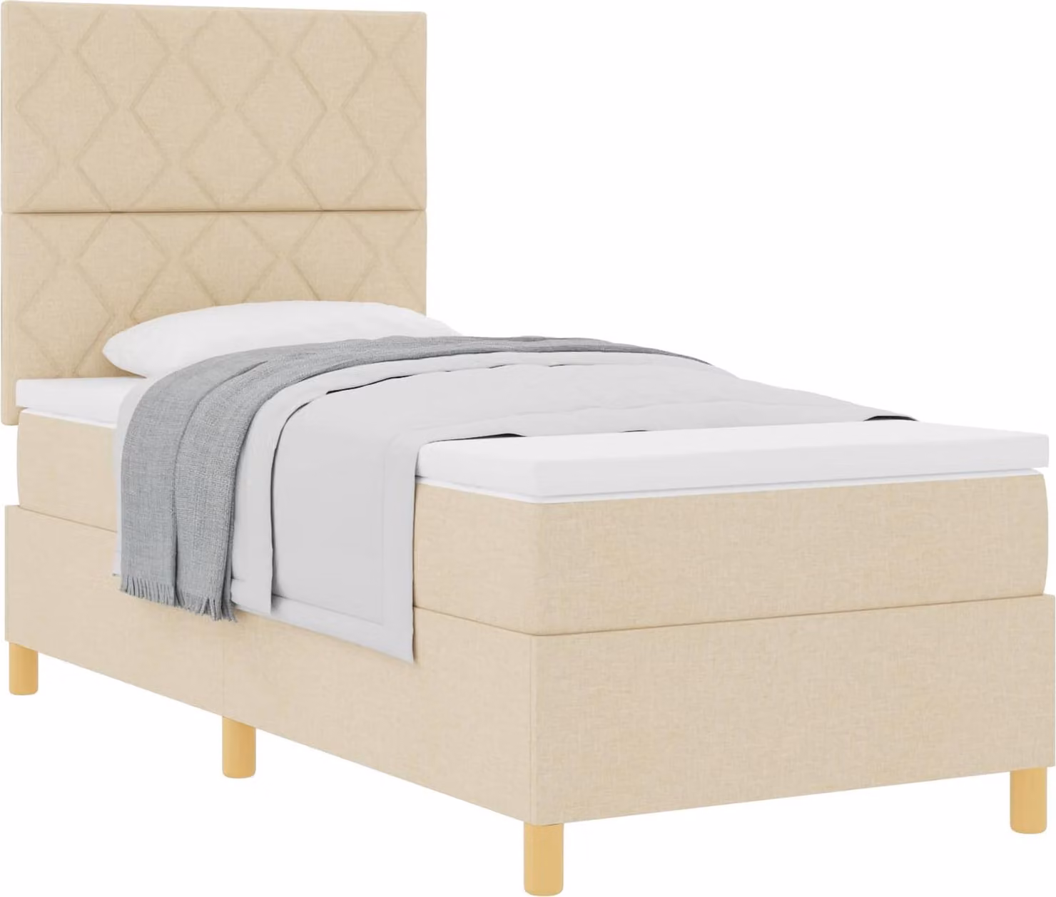 Letto a molle con materasso Crema 100 x 200 cm Tessuto