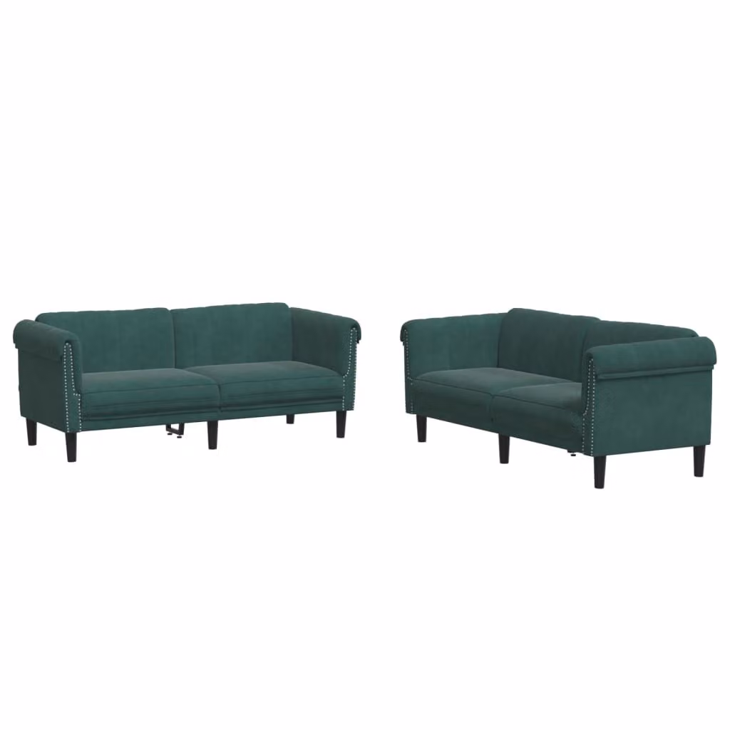 Set di Divani 2 pz Verde Scuro in Velluto