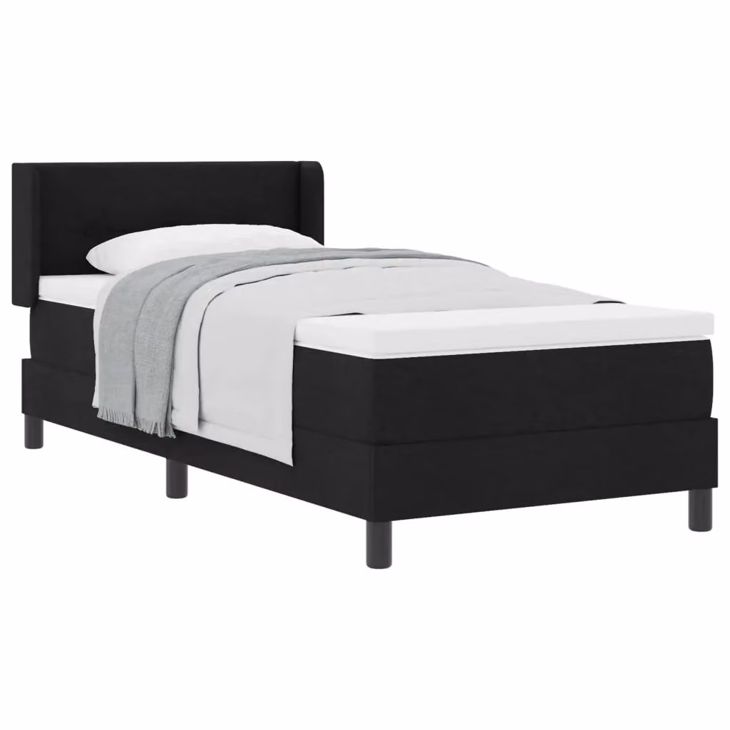 Letto a molle moderno vidaXL con testiera in tessuto nero L: 200 cm, P: 100 cm, H: 140 cm – 2
