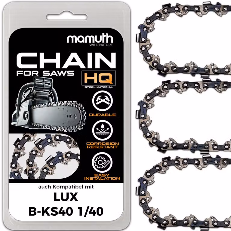 3 catene per motosega, lunghezza 40 cm, passo 1,3 mm, attacco 3/8", modello 57 TG, compatibili con LUX E-KS 2200/40L