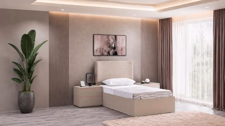 Camera da letto per adolescenti, letto, comodini, stile moderno, camera da letto per ragazze