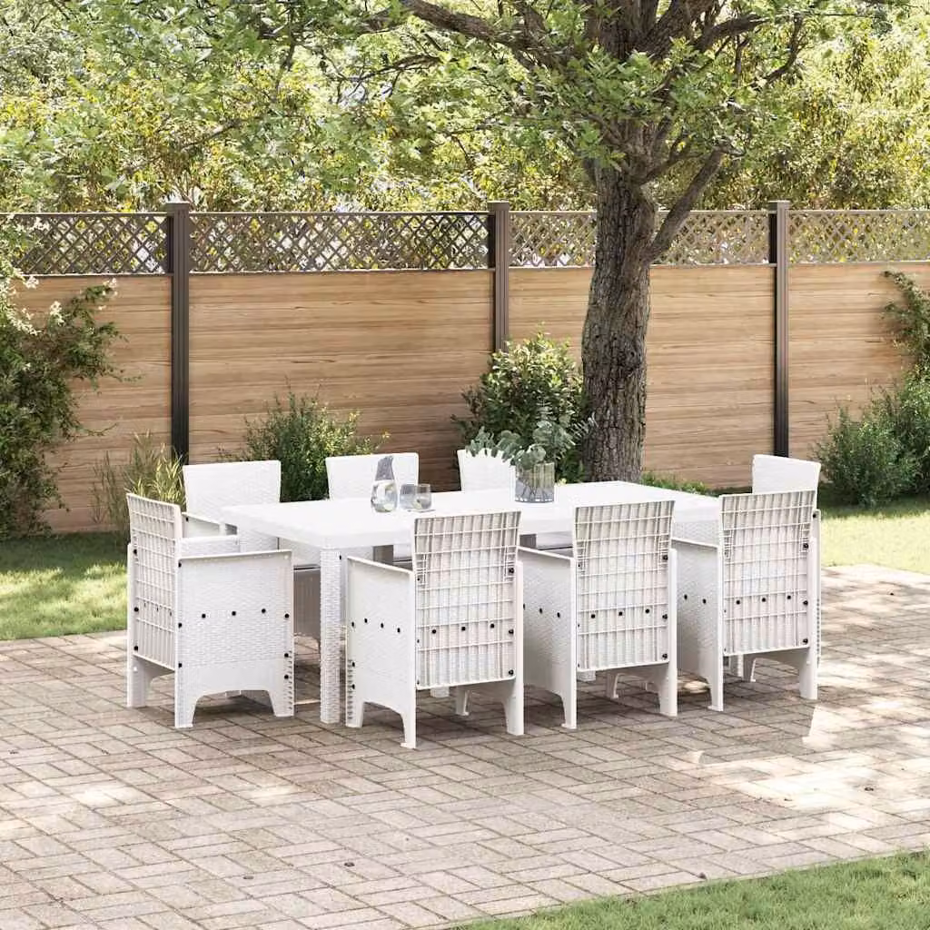 Maison Exclusive - Set da pranzo per esterno, 9 pezzi, polipropilene bianco
