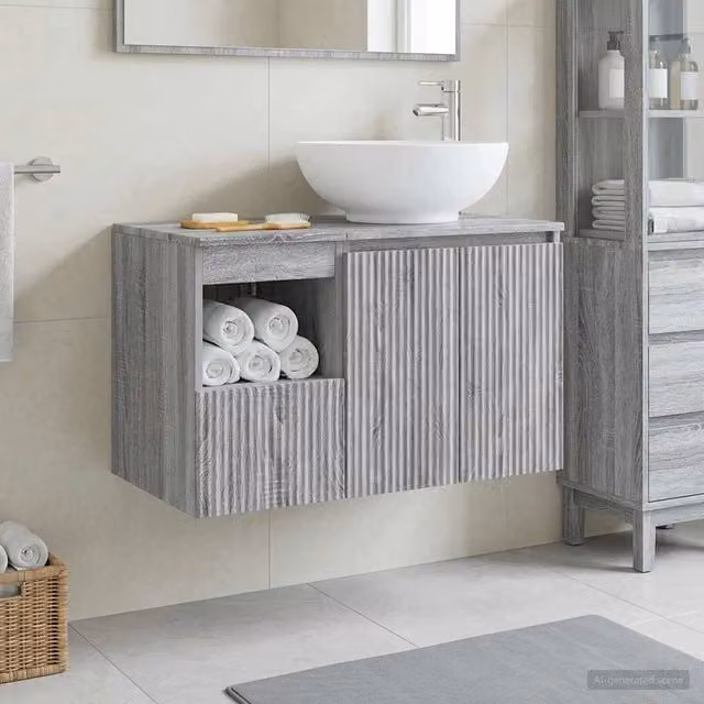 Set di mobili per il bagno 2 pz Sonoma grigio 3404090
