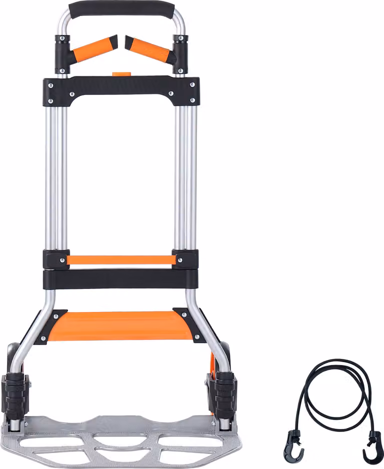 SucceBuy carrello portasacchi, pieghevole, portata 138 kg, carrello portatile in alluminio, carrello trasformabile con manico telescopico, ruote in PP+TPR per traslochi, stoccaggio