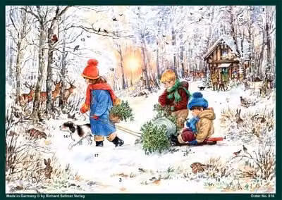 Calendario dell'Avvento A4 «Gioie della neve nel bosco»