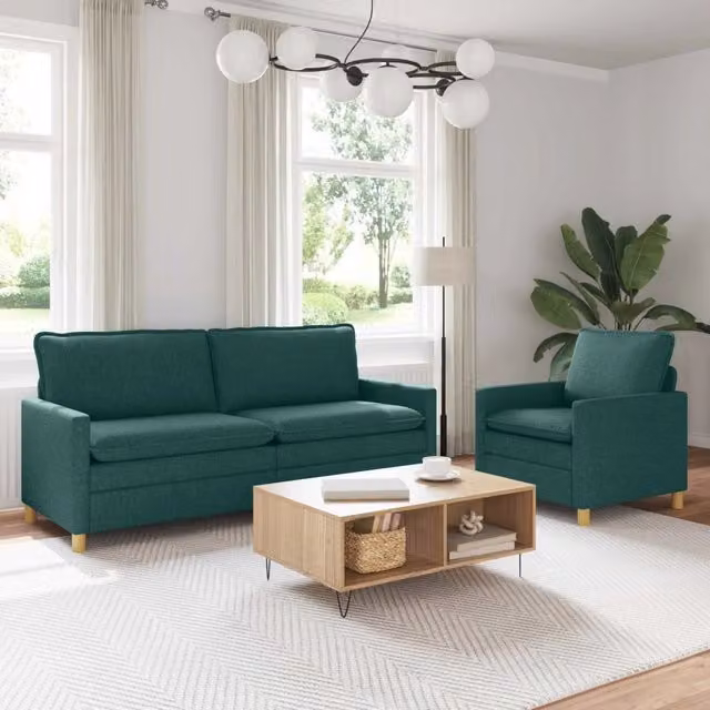 Set di divani 2 pz Verde Scuro Tessuto 3417105