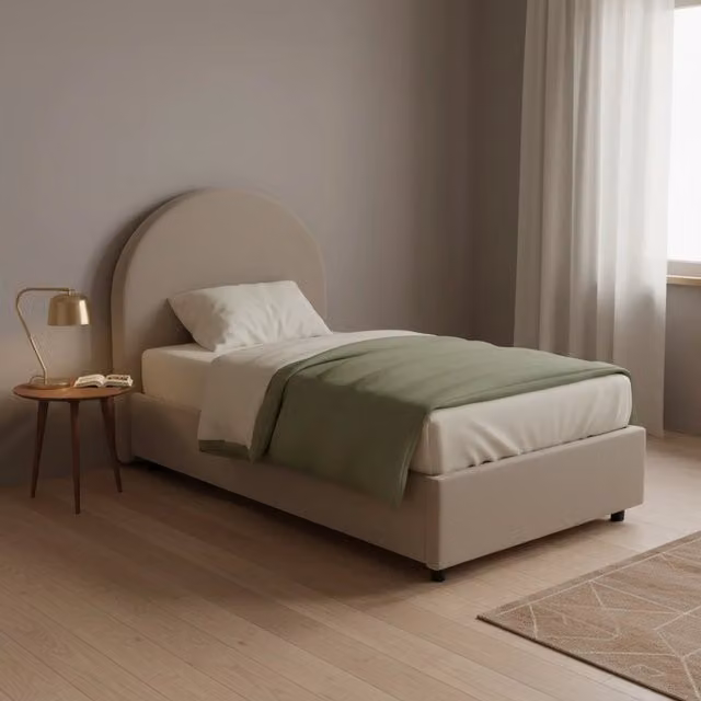 Fedra, Letto Singolo Contenitore Made in Italy, Grigio Tortora