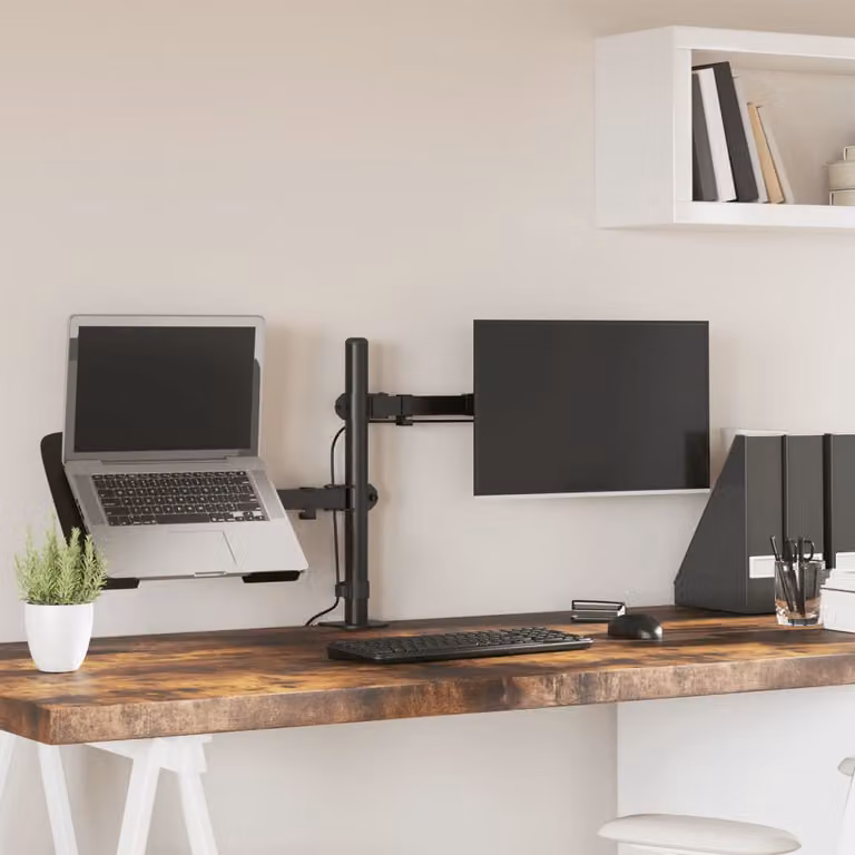 vidaXL Supporto per Monitor in Acciaio Nero VESA 75x75 mm