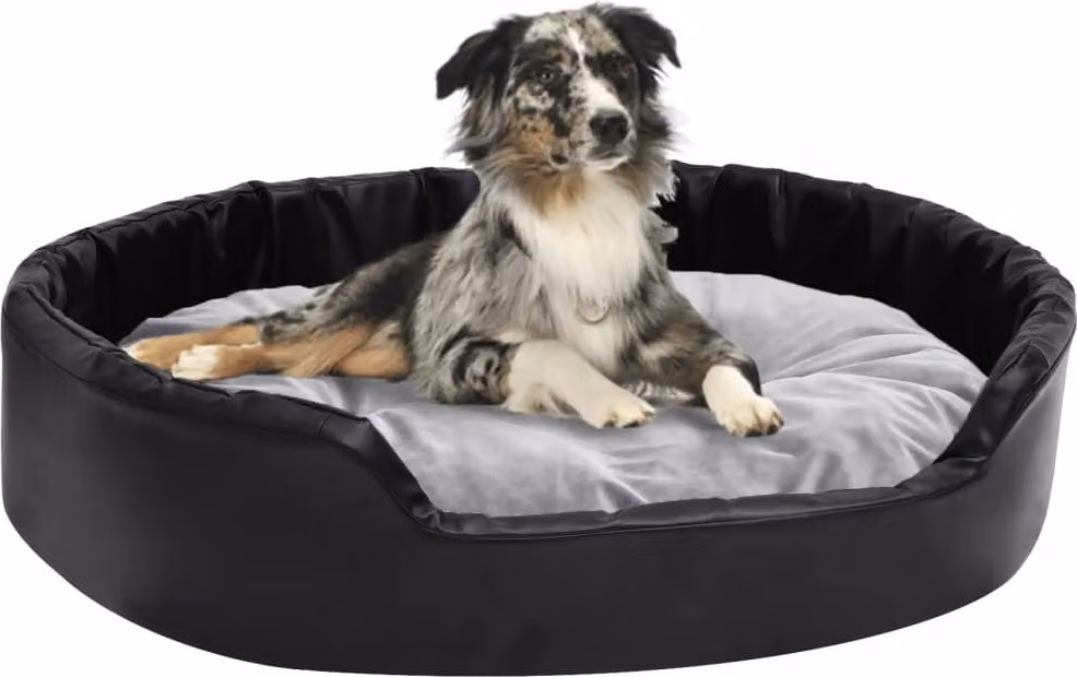 The Living Store letto per cani nero-grigio 90x79x20 cm in peluche e Pelle finta