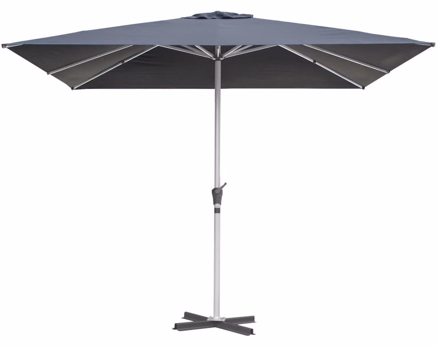 Ombrellone quadrato, 300 x 300 cm, con struttura a croce, colore grigio