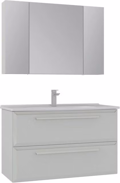 Set mobile lavabo con specchio Hanah Home Nuvola 100 v2 bianco lucido L/P/H: 100 x 50 x 62 cm