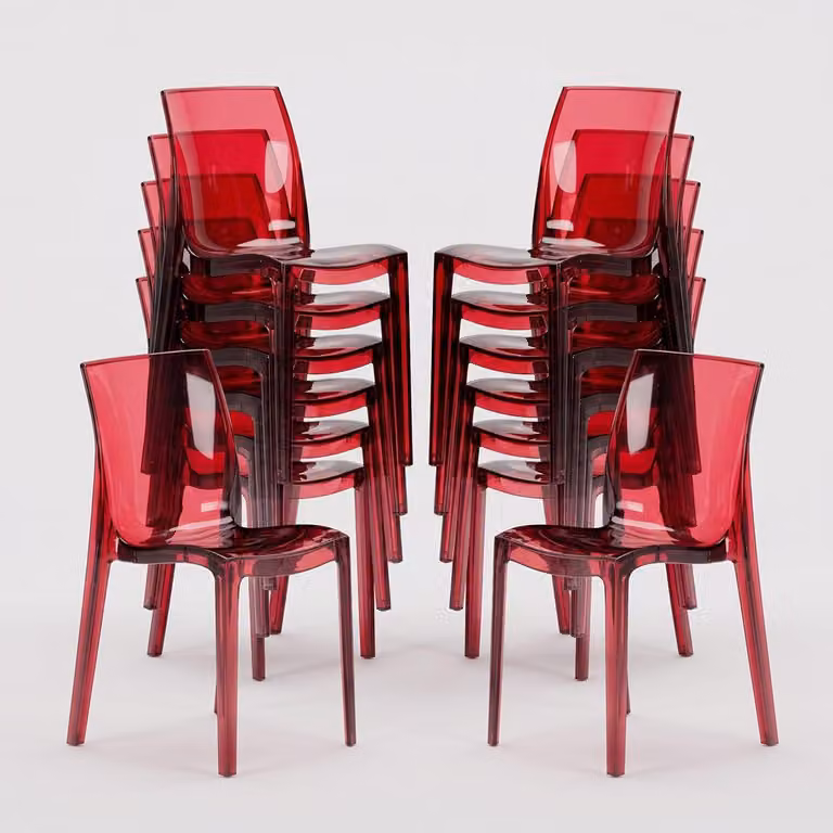 16 sedie Sedia da cucina Sedia da pranzo Sedia da pranzo Grand Soleil Femme Fatale - Rosso trasparente