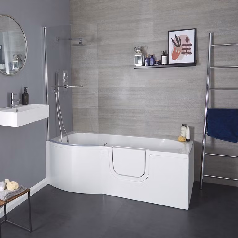 Vasca da Bagno con Parete Vasca e Pannello Vasca - 1675mm x 850mm - Versione Sinistra
