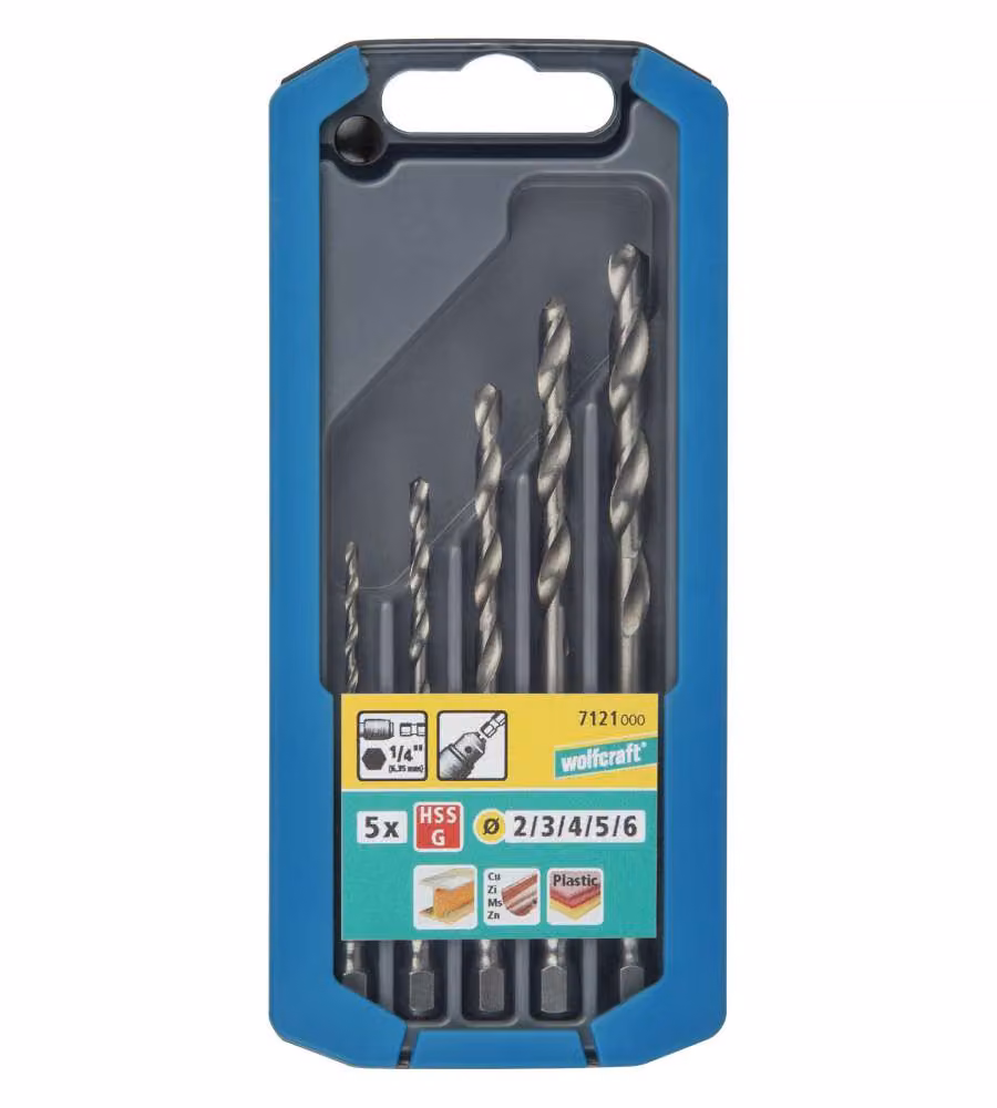 Punte per metallo con attacco esagonale HSS Diam. 2-6 mm.