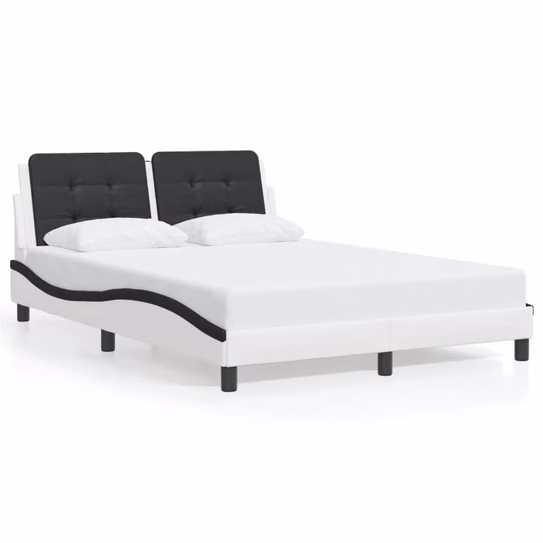vidaXL Giroletto Zadar Bianco e Nero con LED e porta USB, L/P/H: 140 x 190 cm