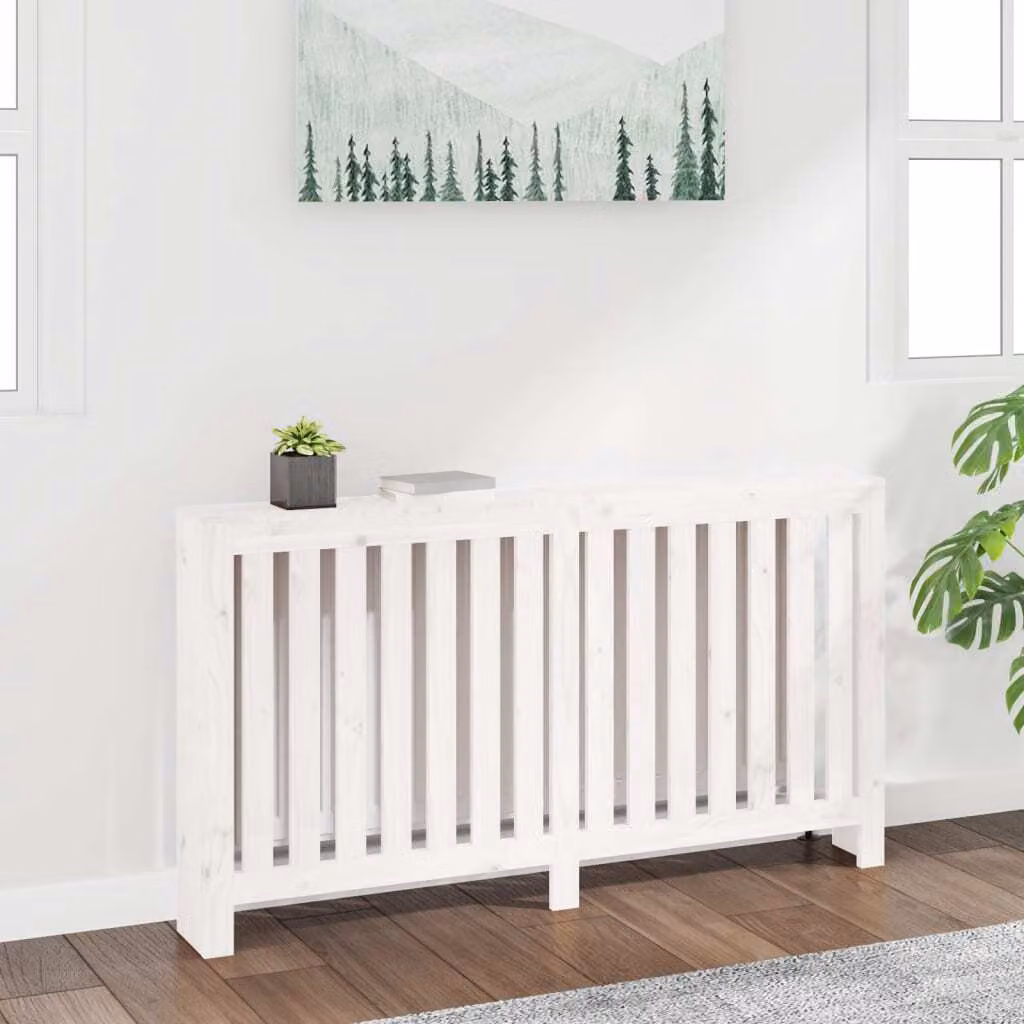 The Living Store Rivestimento per radiatori bianco 153x19x84 cm in legno di pino massiccio