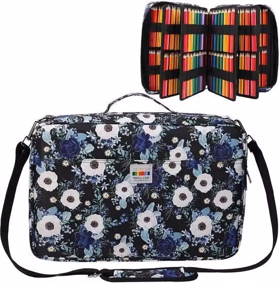 Etui JAKAGO multicolore con grande capacità per 480 matite, borsa impermeabile in poliestere per artisti e studenti, organizzatore per pennelli e pennarelli con chiusura zip, L: 41 cm, P: 28 cm, H: 10 cm