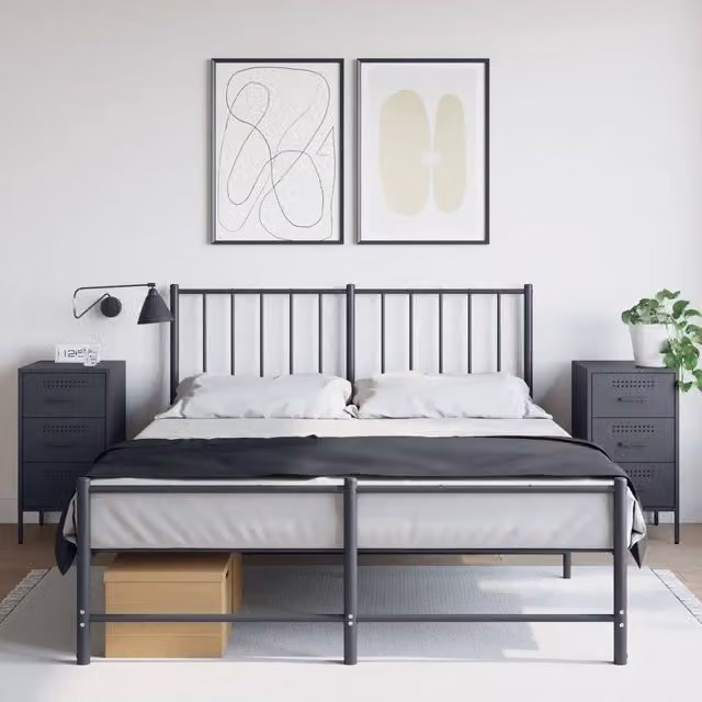 Set di 2 comodini vidaXL in metallo antracite opaco, modello industriale da appendere a parete, L/P/H: 36 x 39 x 68 cm – 1