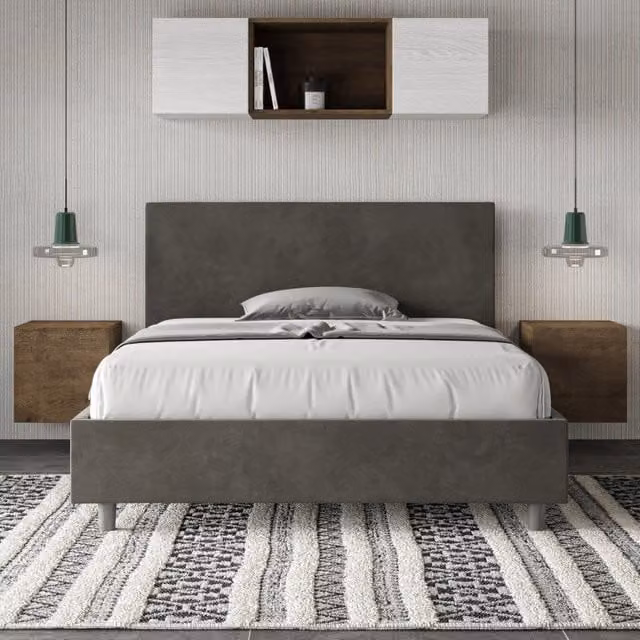 Letto imbottito con contenitore Adele Ityhome in microfibra grigio L/P/H: 130 x 190 x 145 cm