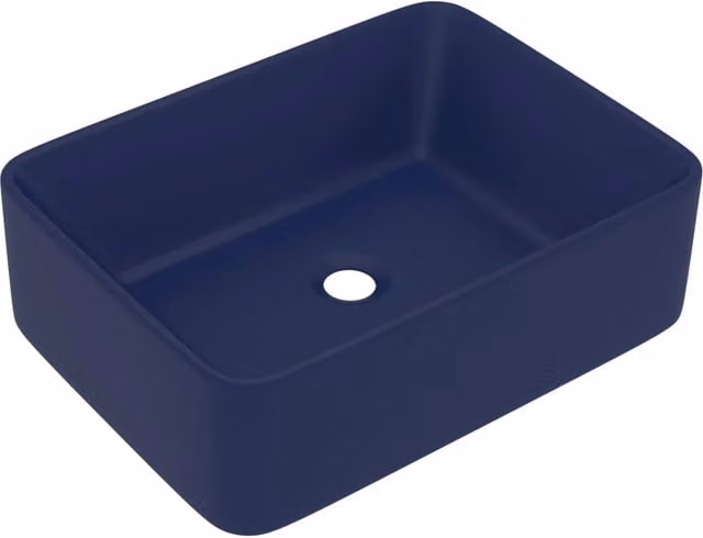 Lavabo da appoggio di lusso lavabo da bagno mobiletto rettangolare 41 x 30 cm ceramica blu scuro opaca 02_0002787