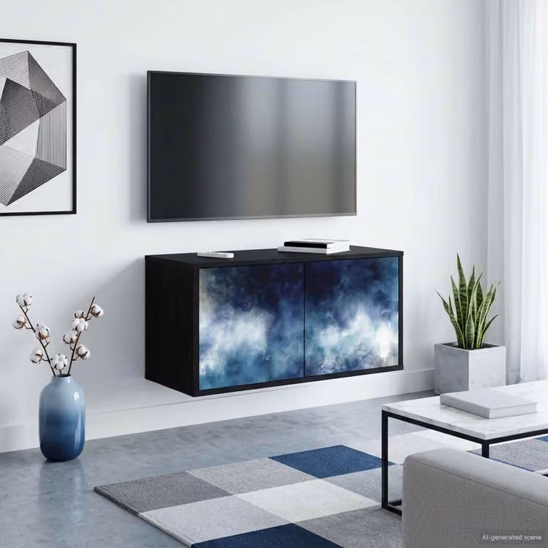 Mobile TV da parete vidaXL RAALTE in rovere e nero, L 69 cm x P 33 cm x H 40 cm