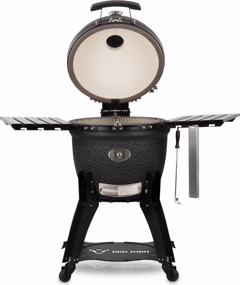 Barbecue Toro Kamado Grill "Yoru" Ø 62 cm Barbecue a carbonella Barbecue in Vetroceramica con termometro, ruote, nero opaco