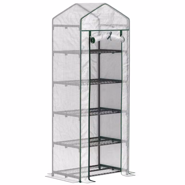 Serra Fortuna Lai con porta scorrevole, ripiani, serra in acciaio resistente all'inverno, serra per balcone, giardino, serra per pomodori 69 x 49 x 193 cm, serra per pomodori, ortaggi, fiori, bianco