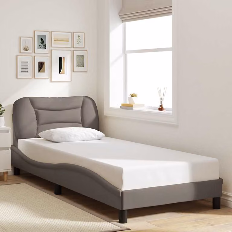 Giroletto senza materasso vidaXL Hvar color tortora in tessuto e legno, L/P/H: 90 x 200 cm