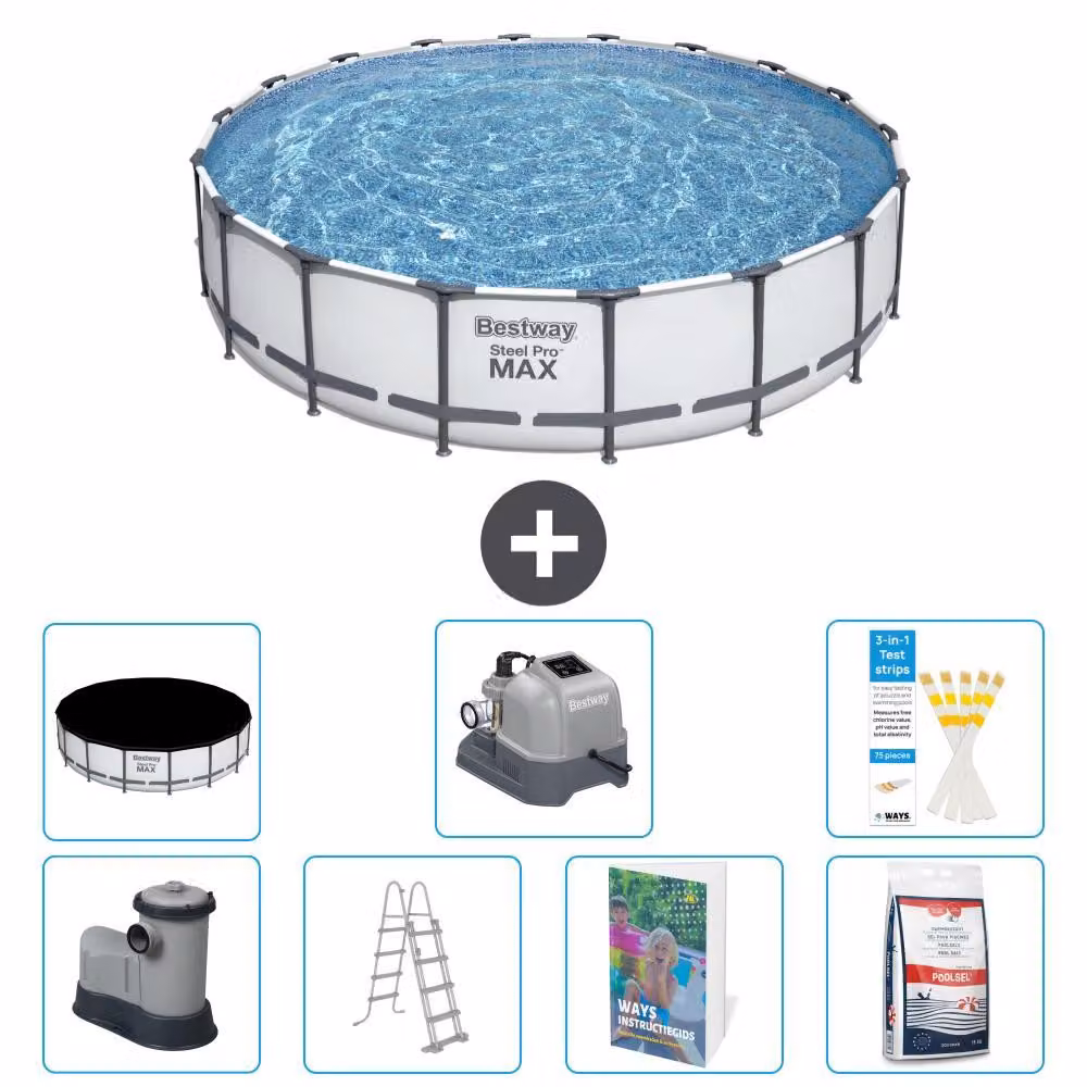 Bestway Steel Pro MAX, piscina in acciaio, forma rotonda - 549x122 cm - composta da 6 parti, modello S649