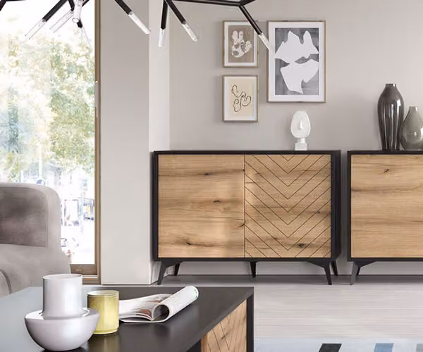 Kommode Diamond Credenza 103,5cm Evoke Oak schwarz