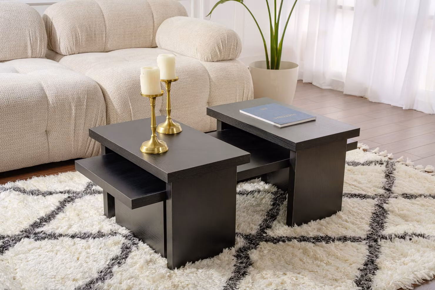 Skye Decor, Sanctuary - Wood Black, tavolino, legno nero, 100 % truciolato rivestito in melamina, 110 x 45 x 41,5