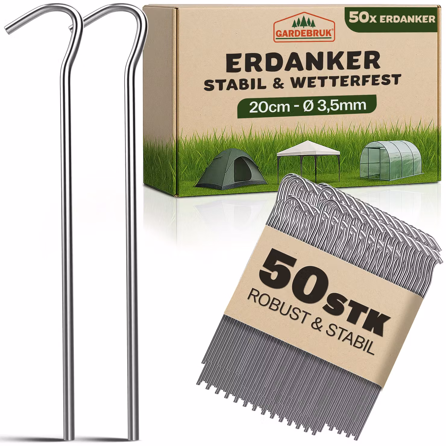 50 Sardine Gardebruk in acciaio zincato argento Ø 3,5 mm – 3