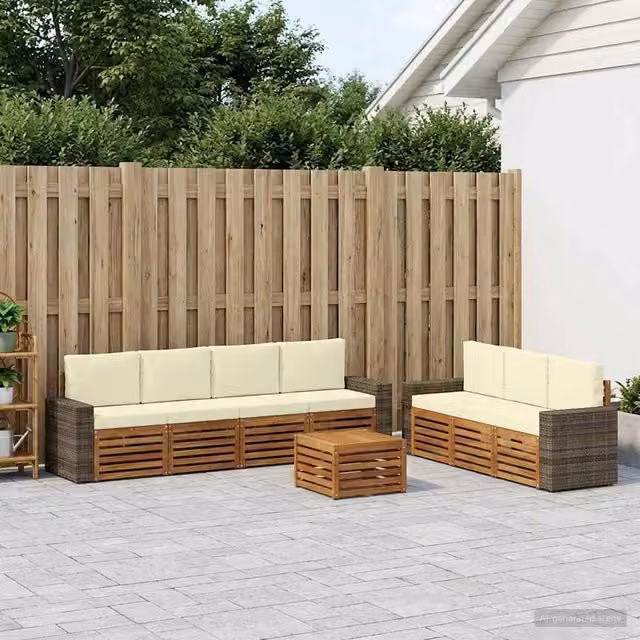 Set divani 8 pz Legno di Acacia Massello 3384126