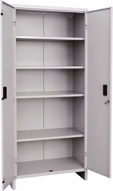 Armadio TuttoPiani Pratiko PROMETAL bianco con ante a battente e ripiani interni L: 100 cm, P: 40 cm, H: 180 cm