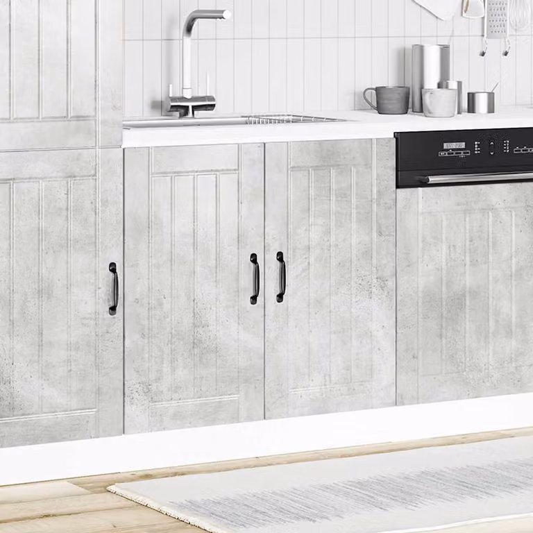 Mobile Base Lavello Lucca Grigio Cemento in Legno Multistrato