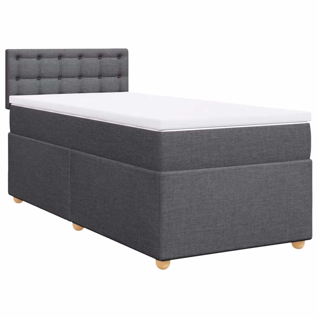 Giroletto a Molle con Materasso Grigio Scuro 90x200 cm Tessuto