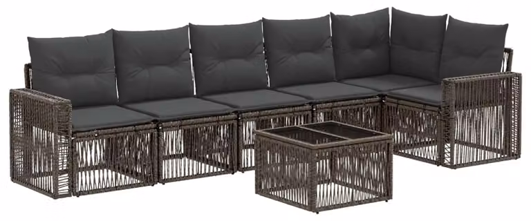 Set Divano da Giardino 7 pcs Grigio e Grigio Scuro polyrattan