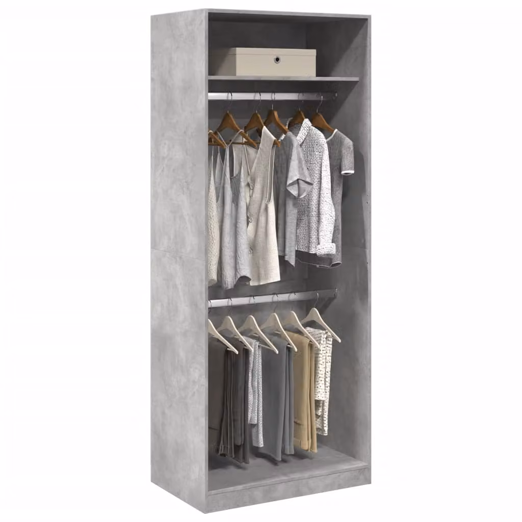 Armadio vidaXL Grigio Opaco in Legno e MDF con Ante a Battente L: 80 cm, P: 50 cm, H: 200 cm – 1